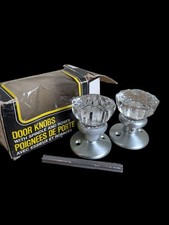 Vintage Glass Door Knob Pair DL Canada NOS with Spindle & Roses
