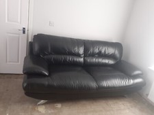 3 Seater Black Leather Settee