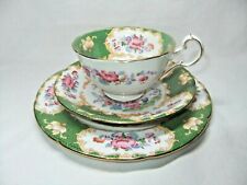 ABJ Grafton Tea Trio Tea Cup & Saucer Side Plate Canton 6526 Green Floral