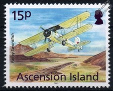 Royal Navy FAIREY SWORDFISH Biplane Aircraft Stamp (2013 Ascension Island)