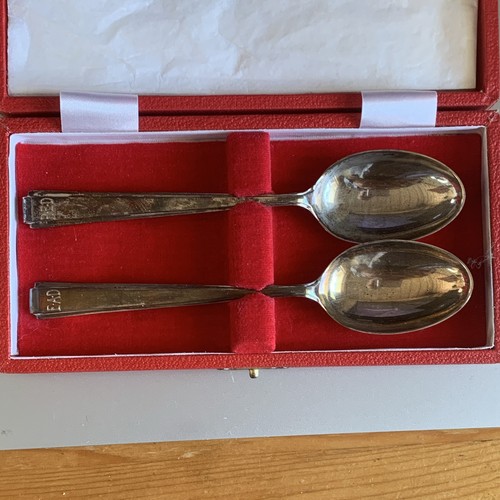 Pair solid silver spoons - pair, of