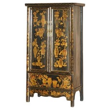 CHINESE EXPORT CHINOISERIE CIRCA 1920 PAINTED LACQUERED WEDDING CABINET WARDROBE