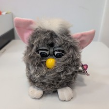 VINTAGE-RARE-6” 1998 Tiger Furby Model 70-800 Gray Fur Pink Ears White Feet