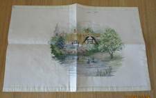 The Village Pond  Finished Cross Stitch Unframed 19cm x 14cm ( 7.5" x 5.5" )