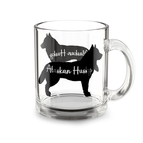 Alaskan husky silhouette glass - alaskan,