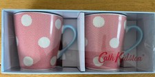 BNIB Cath Kidston Boxed Set Of 2 Mini Button Spot Twill Stanley Mugs