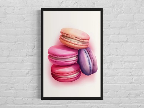 Pink macaroons desert - pink, poster