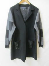 SALOOS Black & Grey Coatigan ~ Size 18 ~ Laced Pockets ~ v Neck