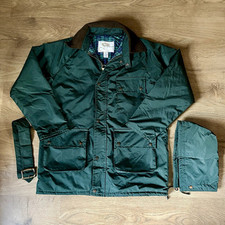 Land Rover First Choice Green Rain Chore Country Barn Coat L With Hood + Belt