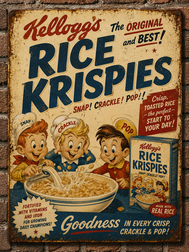 Old rice krispies advert metal - old,