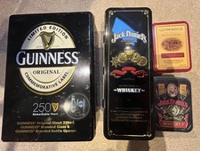 Glenmorangie, Jack Daniels, Guinness Tins