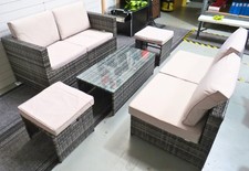 Garden Sofa & Table Set Signature Weave Wicker Modula Cream Cushions