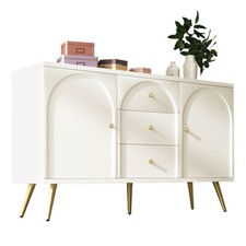 SIDEBOARD WITH 2 DOORS 3 DRAWERS BUFFET STORAGE CABINET CUPBOARD TV UNIT WHITE
