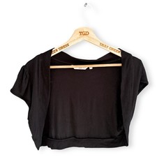 Ladies New Look Black Short Sleeved Shrug Cardigan Top Size 16