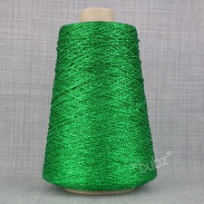 GREEN METALLIC LUREX VISCOSE THREAD 200g CONE HAND MACHINE KNITTING WEAVING XMAS
