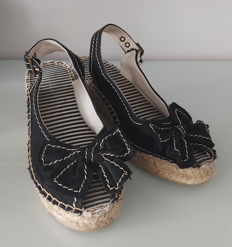 Black espadrille slingback - black,