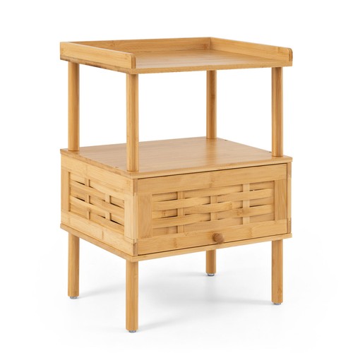 Bamboo rattan bedside table - bamboo,