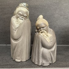 Lladro Porcelain Gres Ancient Orient Tall And Short Chinese Man Monks