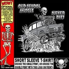 1955 Tri-Five Style Hot Rod Muscle Car Outlaw Gasser Drag Race Skeleton T-shirt