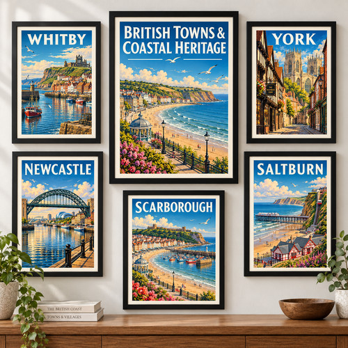 Framed british towns - a4,