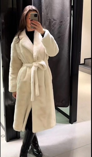 Zara belted faux fur - fur, zw