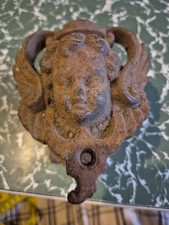 Antique Frencg Cast Iron Putti/cherub Head   Fence Gothic Ornament 11cm X 13cm