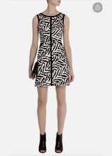 Karen Millen Dress Size 14 Zebra Animal Print Black White Stripes Shift Cotton