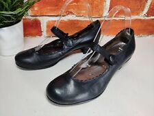 WOMENS GABOR UK 4.5 BLACK LEATHER MARY JANE KITTEN HEEL SCALLOPED EDGE SHOES