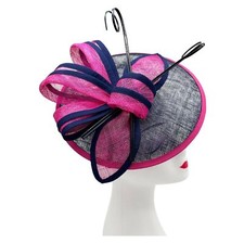 Fascinator Women's Large Headband Clip Hat Weddings Round Disc Races Royal Ascot