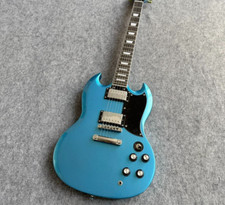 Metal blue electric guitar SG