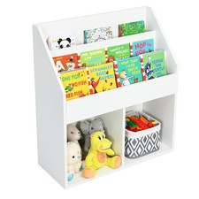 COSTWAY Kids Bookshelf Toy Storage Cabinet Organizer W/Open Shelves-White