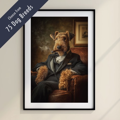 Funny dog smoking cigar print - dog,