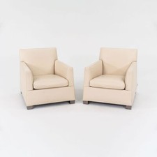 2010s Pair of Minotti Club Lounge Chairs with Ivory Leather by Rodolfo Dordoni