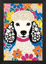 Cute poodle dog - in, flowers