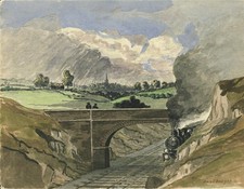 Basil Benger (1883-1958) - Watercolour Painting - Steam Train Petworth