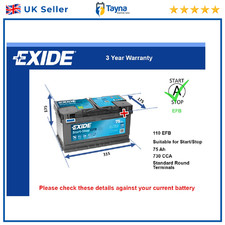 EFB Car Battery EL752 Exide