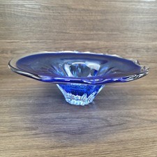 Blue Art Glass Large Pedestal