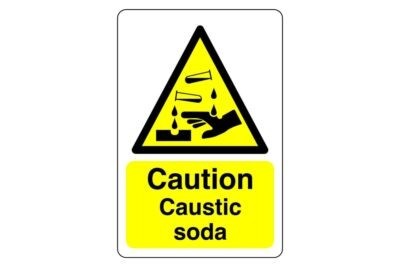 Caution caustic soda - caution, sign