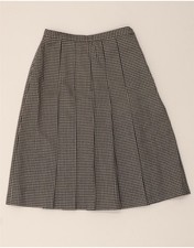 VINTAGE Womens Pleated Skirt IT 40 Small W28  Black Houndstooth AI09