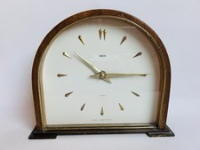 Vintage Sniths Mantel Clock Wooden Case Gilt Batons England Floating Balance
