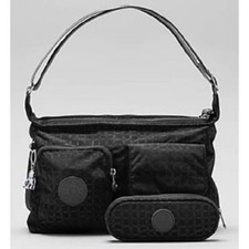 Kipling Kitty Premium Large Shoulder Bag and Pouch Set - Caiman Em Black RRP £77