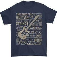 Guitar Word Art Guitarist Electric Acoustic Mens T-Shirt 100% Cotton