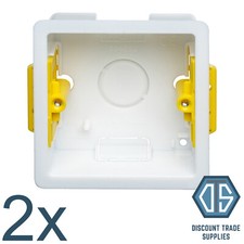 2x Appleby SB619 35mm Single Dry Lining Fast Fix Box 1 Gang Plasterboard BackBox