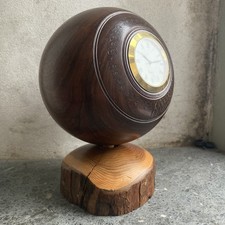 Vintage Lignum Vitae Wood Wooden Crown Green Lawn Bowling Bowls Ball Clock