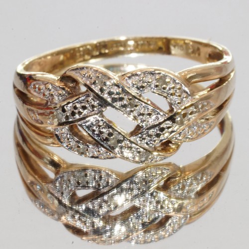 9ct yellow gold diamond twist - yellow,