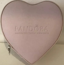 GENUINE PANDORA PINK HEART SHAPED BRACELET AND BANGLE TRAVEL CASE JEWELLERY BOX