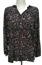 BNWT Miss by Captain Tortue Black Printed Blouse Size 14 Long Sleeve