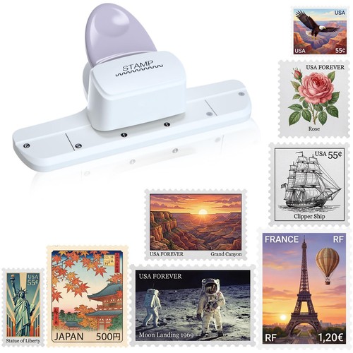 Postage stamp punch with - stamp,