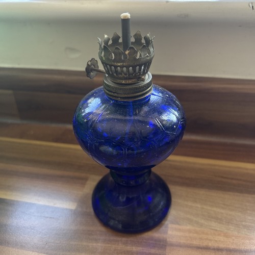 Vintage cobalt blue glass oil - vintage,