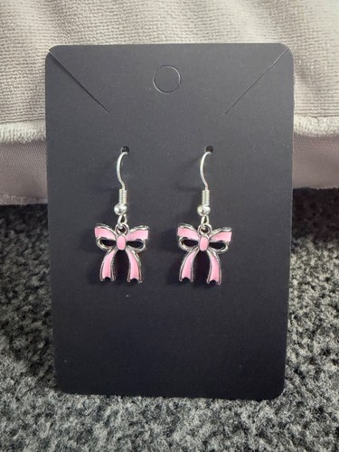 Pink bow earrings - bow,